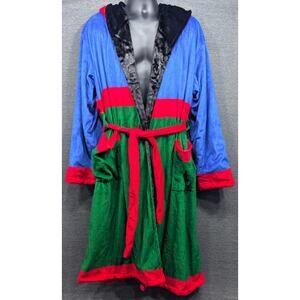 USA Air Force Boxer Robe - Blue/Red/Green, TACP, Velvet, Belt, Hood, One Size
